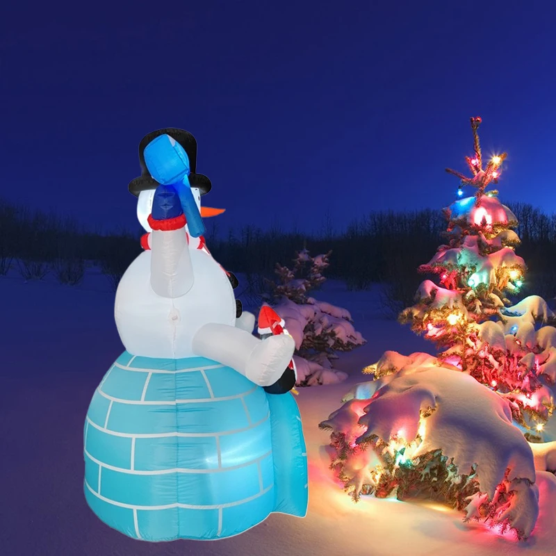 1.8m/5.9FT Christmas Decor Inflatable Snowman Penguin Build-in LED Lights Indoor Ornament Xmas Party Outdoor Prop Decoration