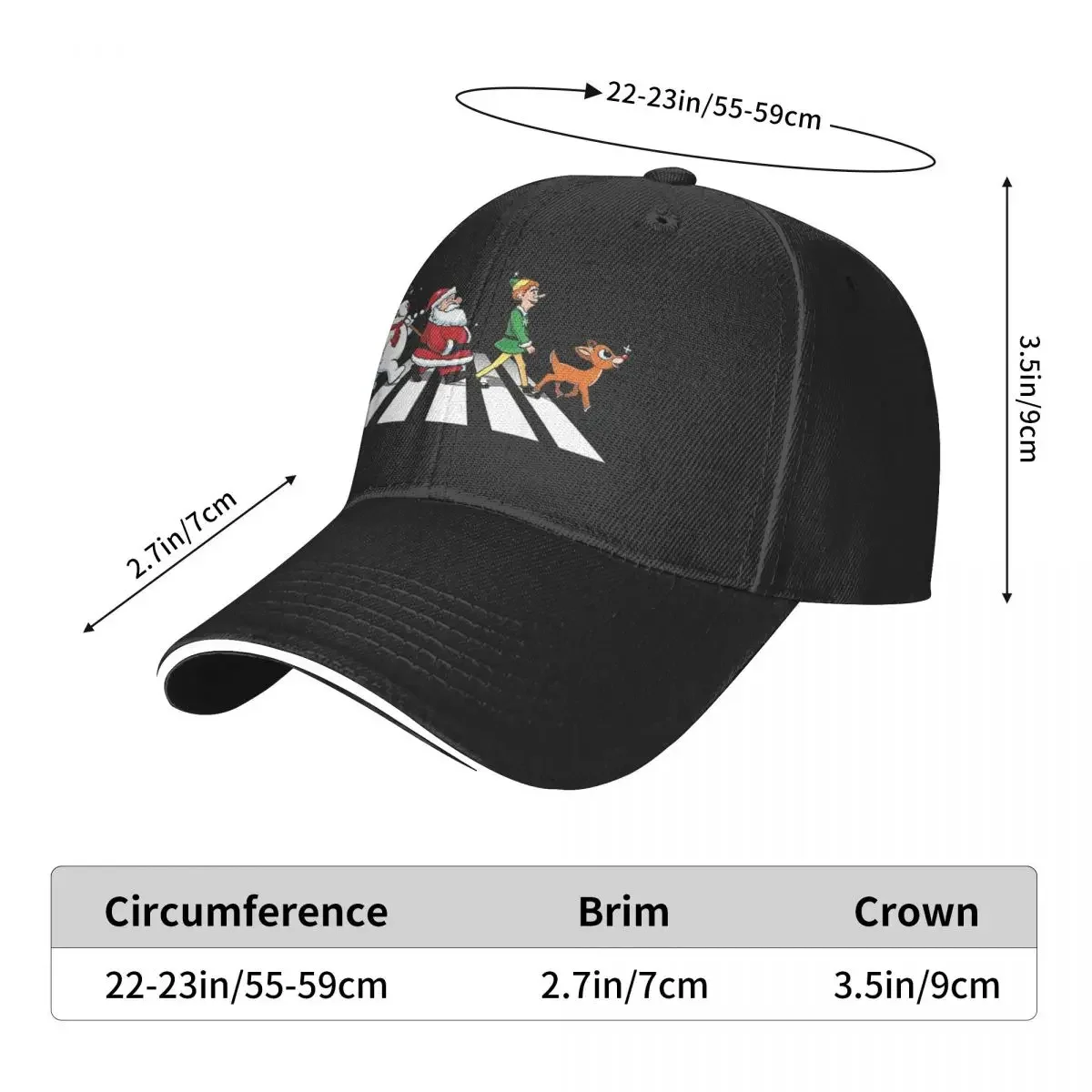 Funny Santa Snowman Elf Reindeer Christmas Abbey Road Men Cap Casual Baseball Caps Adjustable Hat Summer Unisex Baseball Hats