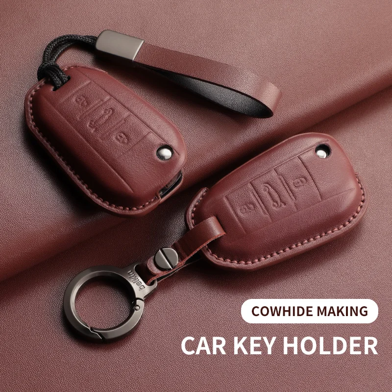Funda de cuero para llave de coche, funda para Peugeot 208 3008 308 508 408 2008 307 4008, llavero inteligente remoto para coche, Protector, accesorios para coche