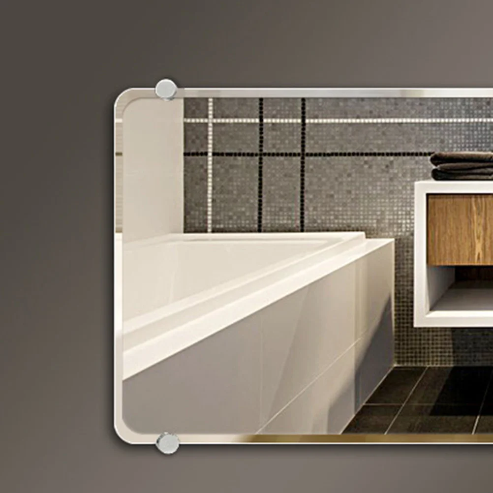 

4Pcs Mirror Floating Glass Clip Wall-Mounted Bracket No Rust Mirror Brackets Round Shape Glass Bracket