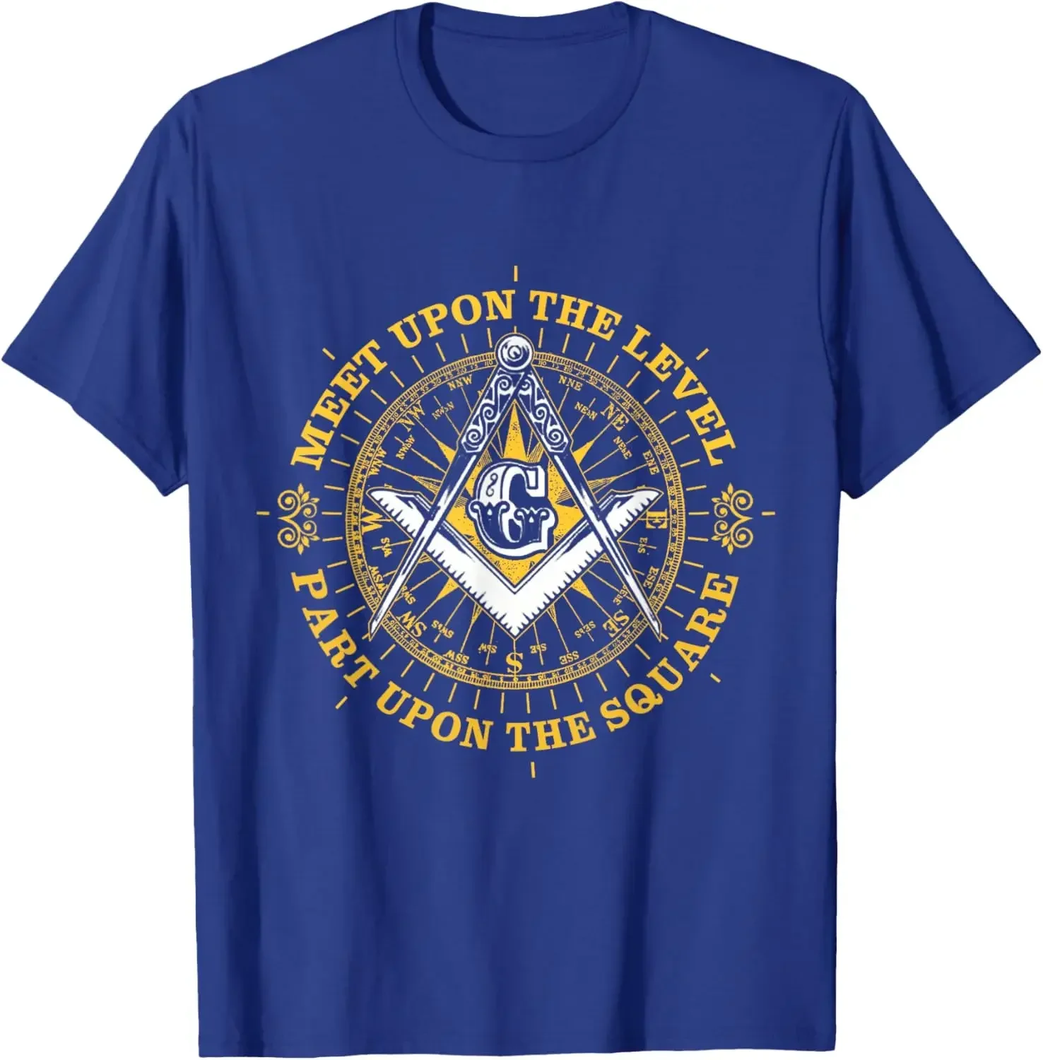 Meet Upon The Level Part Upon The Square. Freemason Masonic T-Shirt 100% Cotton O-Neck Short Sleeve Summer Casual Mens T-shirt