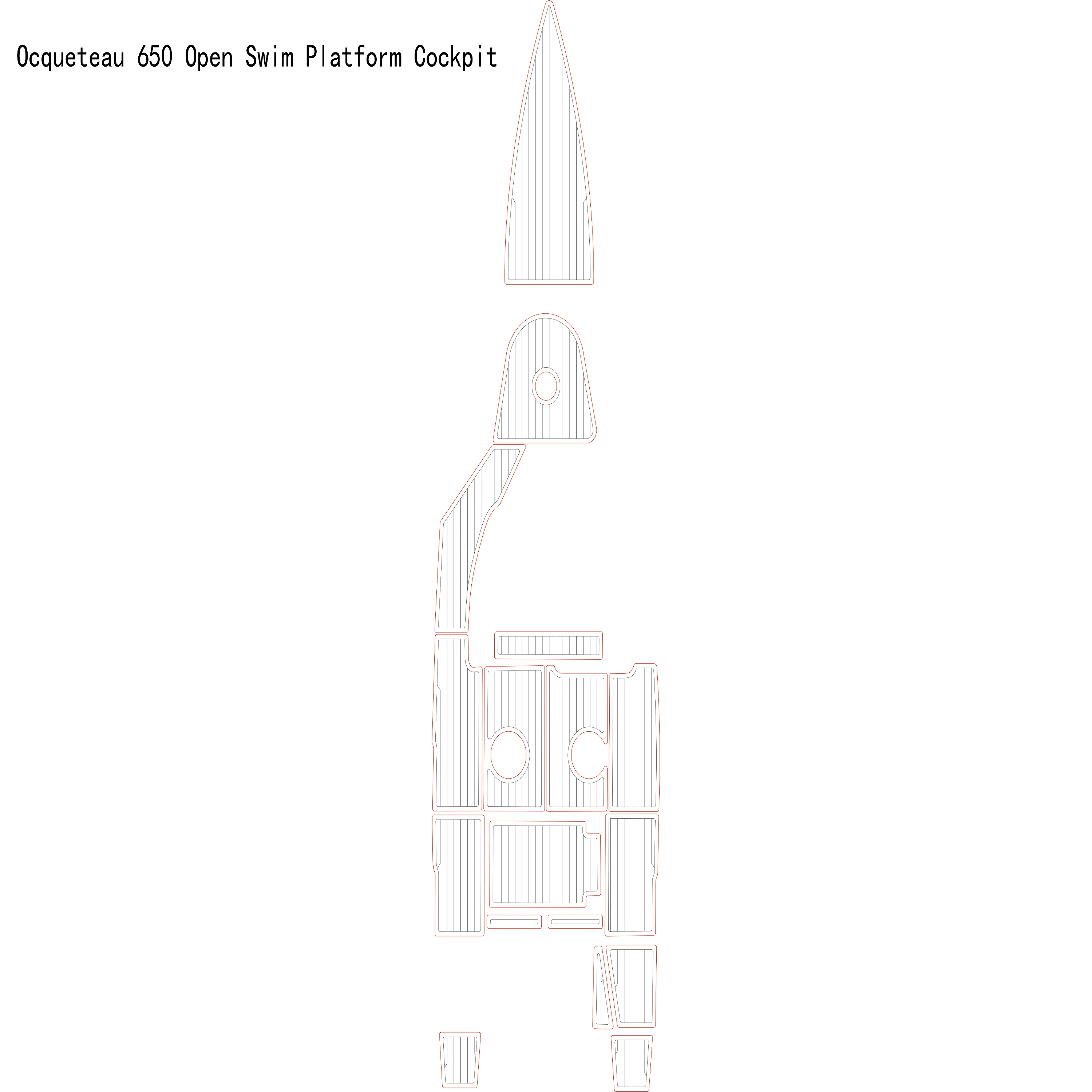 

Ocqueteau 650 Open Swim Platform Cockpit Boat EVA Faux Teak Deck Floor Pad