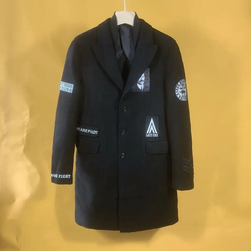 

Удобное шерстяное пальто средней длины, осенне-зимнее пальто с зажимом для птиц, модное молодежное пальто Urban Fit на одной пуговице