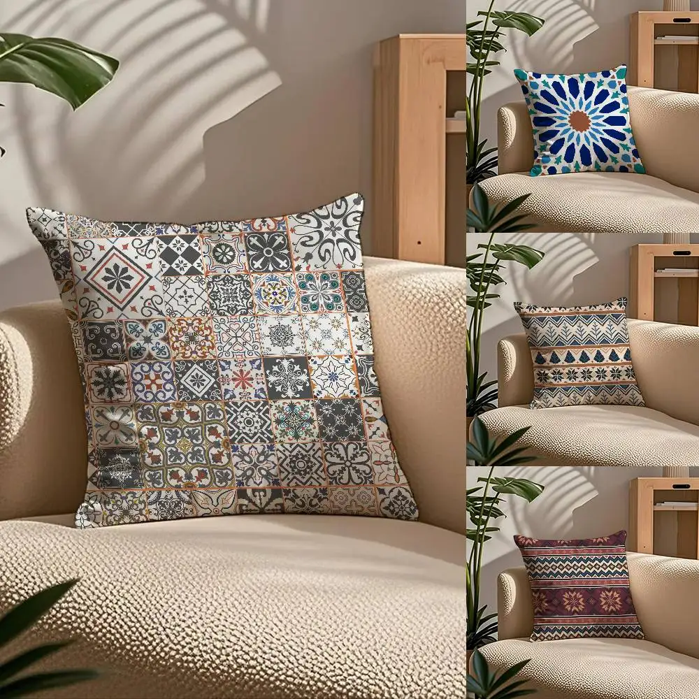 

Moroccan Style Pillow Case Comfort Sofa Bed Silky elegant Invisible zipper Custom Decorative cushion cover