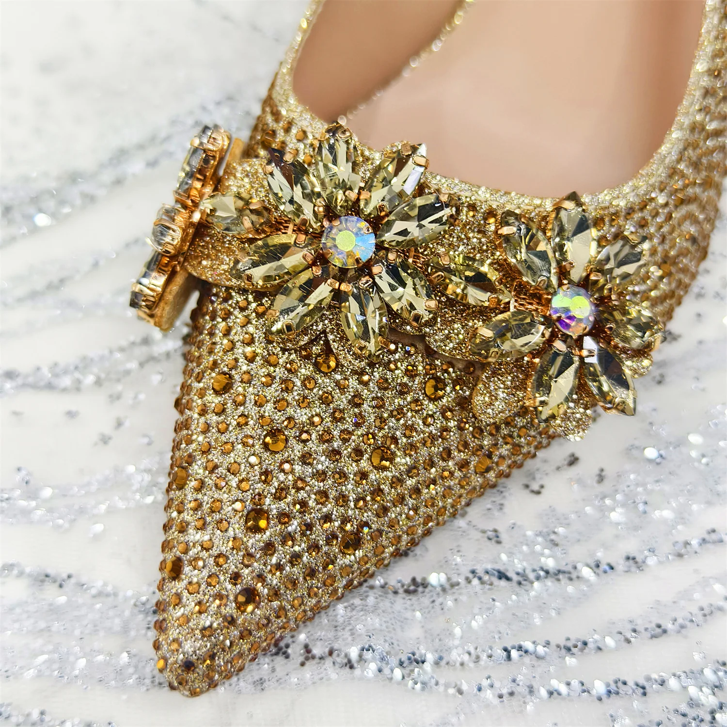 Italian Sexy Design Elegant Luxury  Heel Women's Shoes High Heel Rhinestone Decoration Wedding Sandal Bag Set