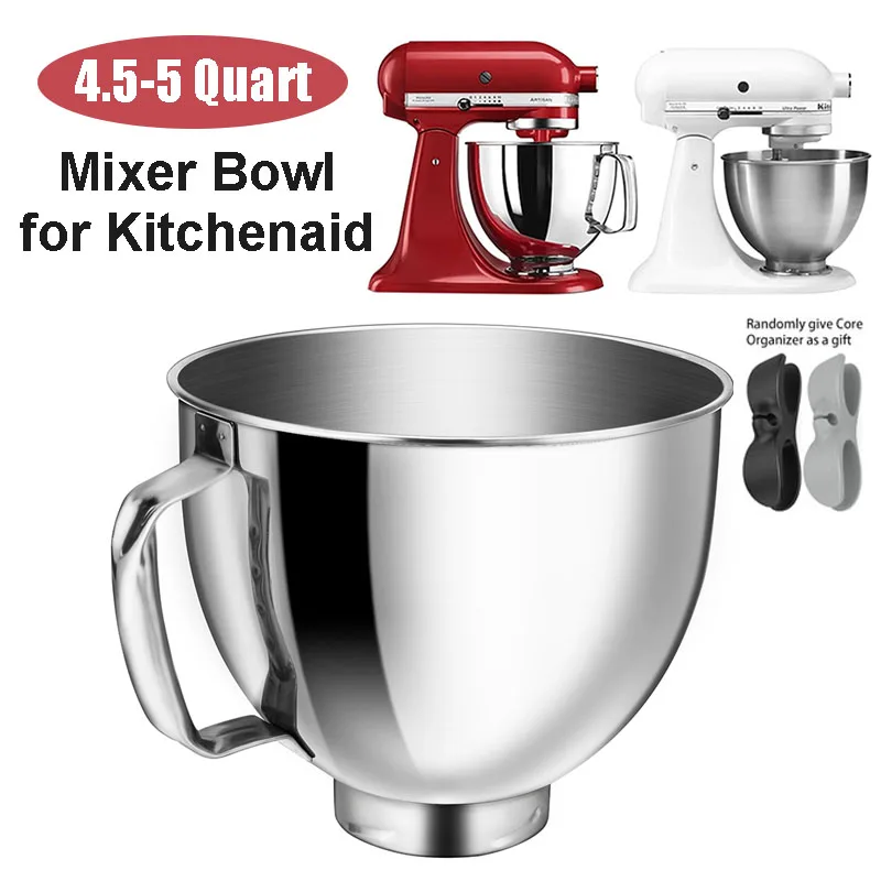 Stainless Steel Mixer Bowl for Kitchenaid 4.5-5 Quart Kitchen Aid Bowls for Mixer Kitchen Mixer Accessories Bowl Dishwasher Safe