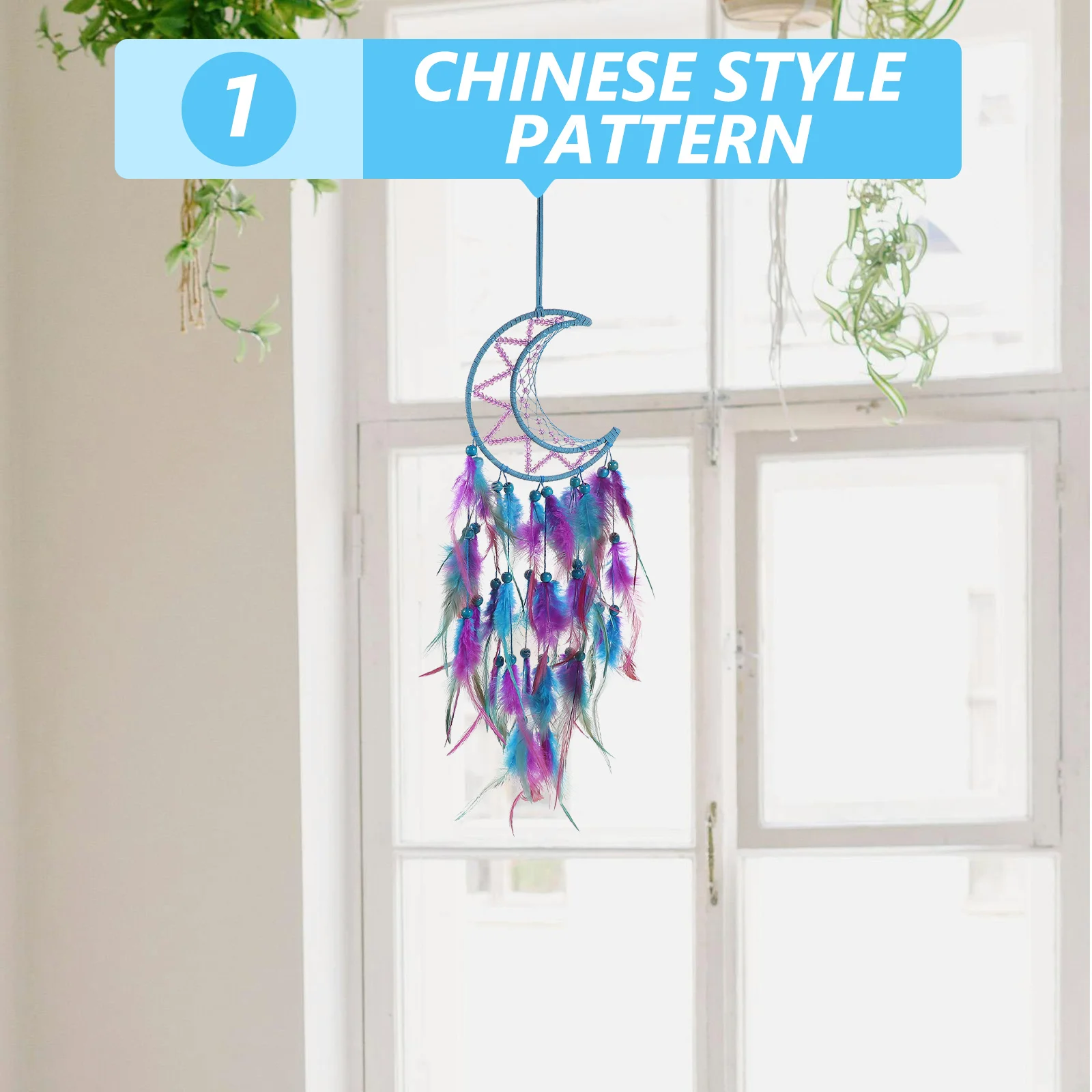 

Moon Dream Catcher Beautiful Plume Wall Hanging Decoration Bedroom Coffee Shop Dreamcatcher Pendant Moon Dream Catcher