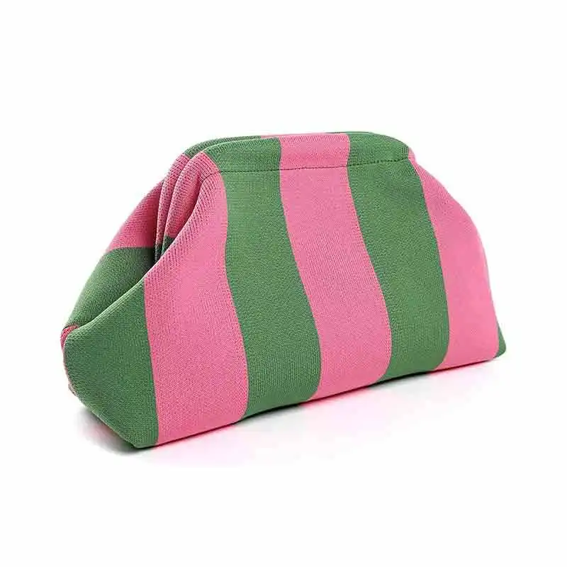 Sac à main boulette tissé pour femme, sac à main rose et vert, C03