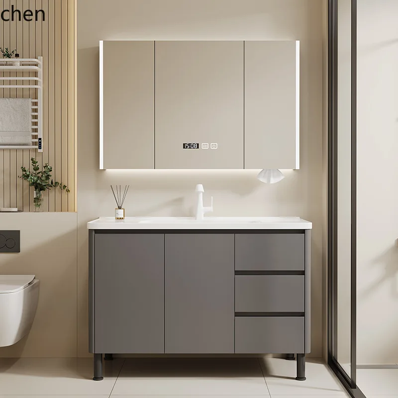 CZ Floor-Standing Stainless Steel Painted Honeycomb Aluminum Core Bathroom Cabinet Integrated Washbasin Set
