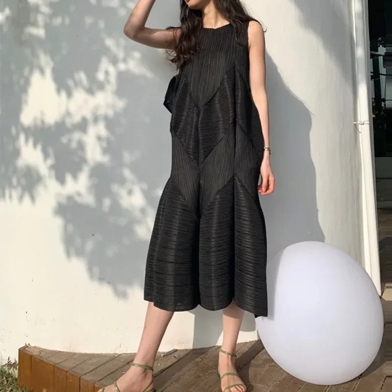

Miyake Folded Flower Dress Mid-length Large Size Loose Thin Summer