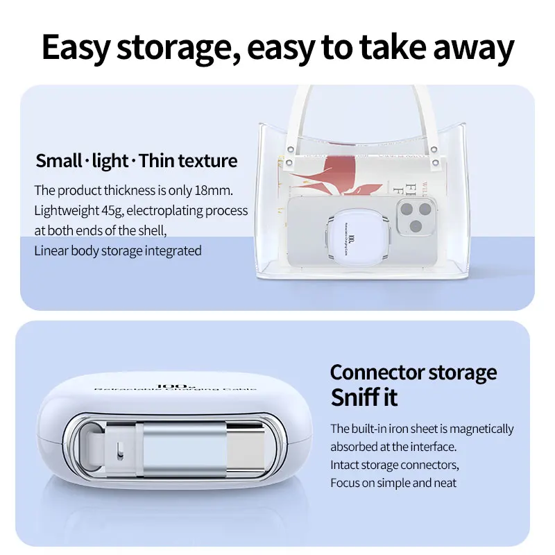 كابل USB C إلى USB C 100 وات، سلك شاحن محمول قابل للسحب، سلك شحن سريع من النوع C لهاتف iPhone 17/16، سلسلة Samsung Galaxy S21