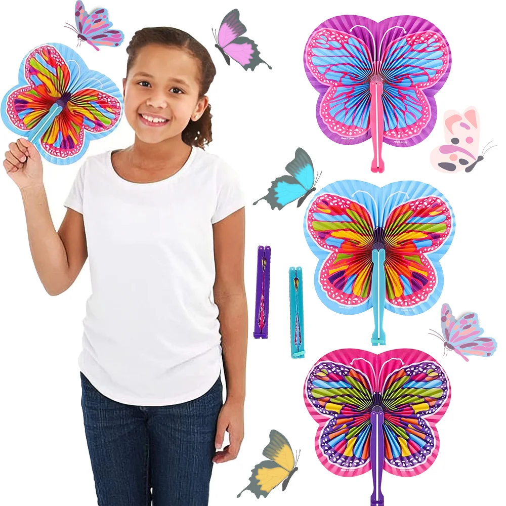 

12/36pcs Hand Butterfly Folding Fan Party Favors Gift Bag Fillers Pinata Class Reward Small Gifts for Guests Baby Shower Supplie