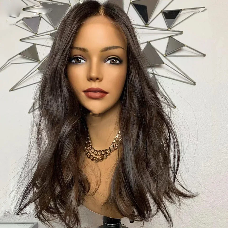 Glueless Soft Dark Brown Wave 30inch 5x5 Silk Base Jewish Human Hair Wig With Baby Hair HD Lace European Hair Preplucked Daily