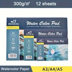 Watercolor Paper Pad - 300gsm, Artist Grade Cold Pressed Paper for Watercolors, Gouache, and Ink - 12 Sheet Art Paper Blocks