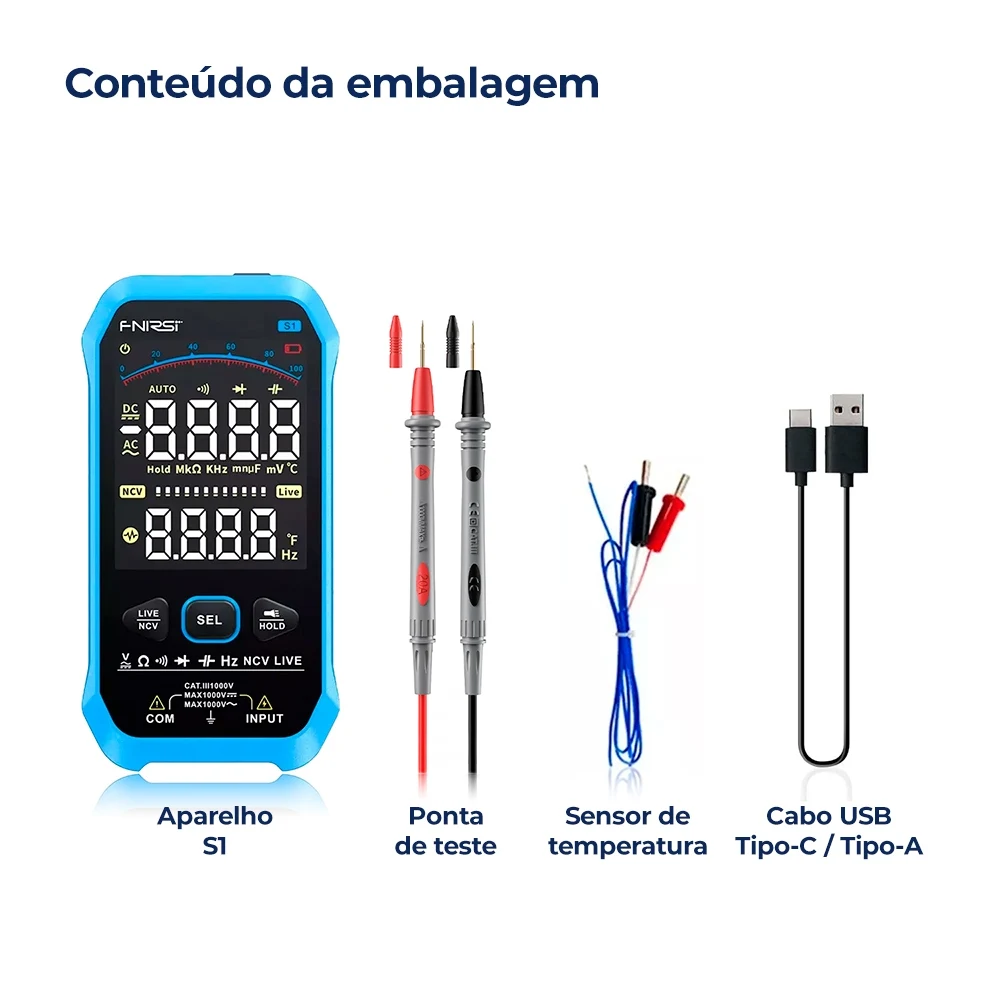 FNIRSI S1 مقياس متعدد رقمي صحيح RMS 9999 NCV التهم USB-C