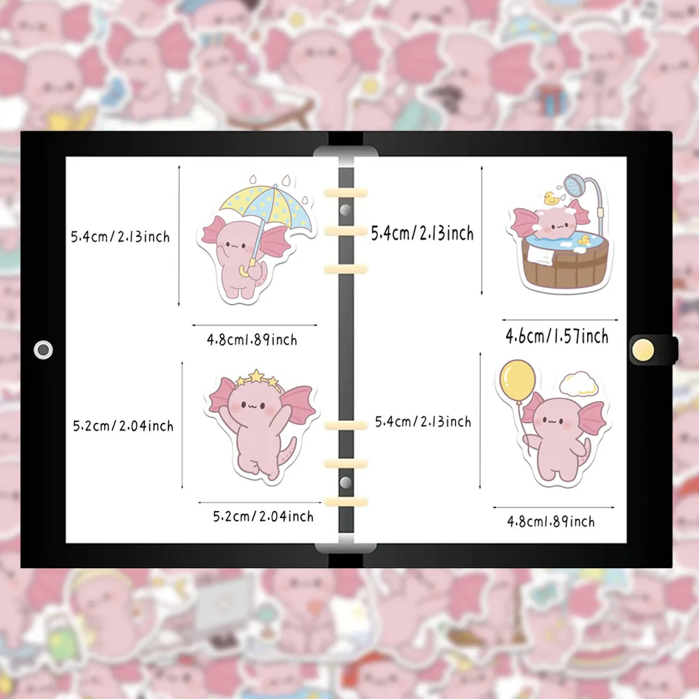 50PCS Creative Cartoon Second Creation Salamander Stickers Tags Diary Computer Refrigerator Water Cup Aesthetic Stickers