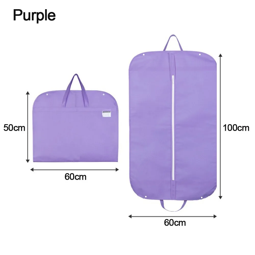 New Foldable Garment Bag Non-woven Portable Clothing Dustproof Cover Solid Color Suit Storage Bag