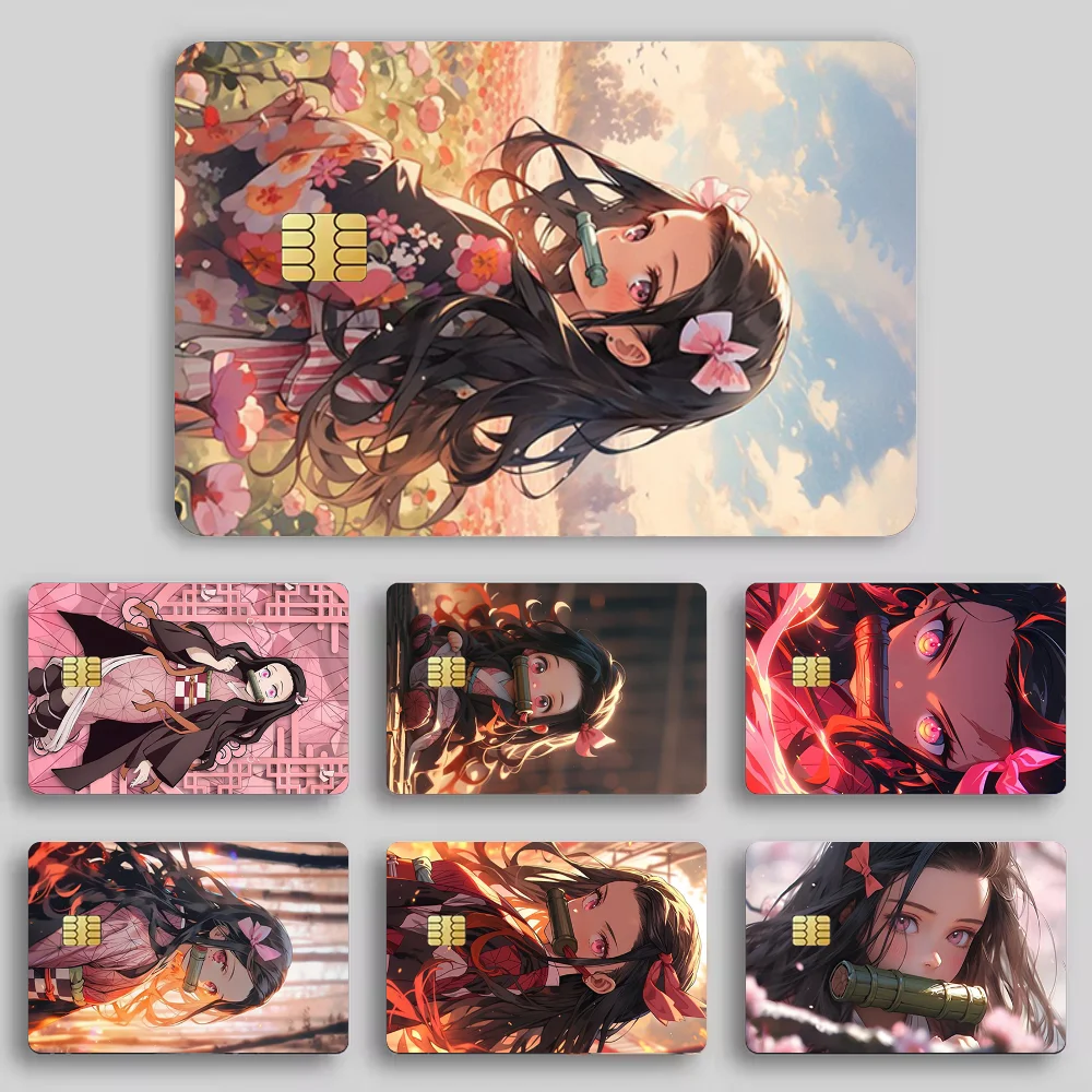

Demon N-Nezuko K-Kamado Stickers Cartoon Decorative Small Waterproof Chip 4PCS Card Sticker New Anti-Scratch