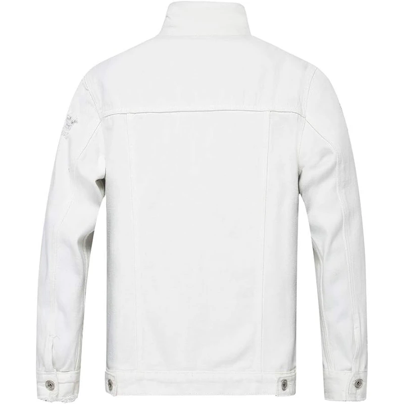 Men's Denim Jackets Distressed Destroyed Classic Vintage Slim Fit Ripped 2024 Fashion Trendy Trucker Jean Jackets