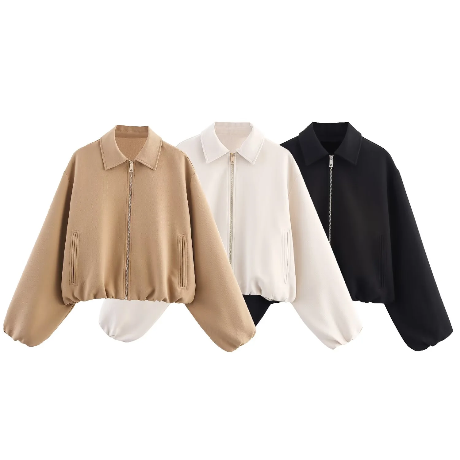 

BSK&TRAF2025 autumn new women's casual fashion simple temperament versatile lapel long-sleeved short jacket