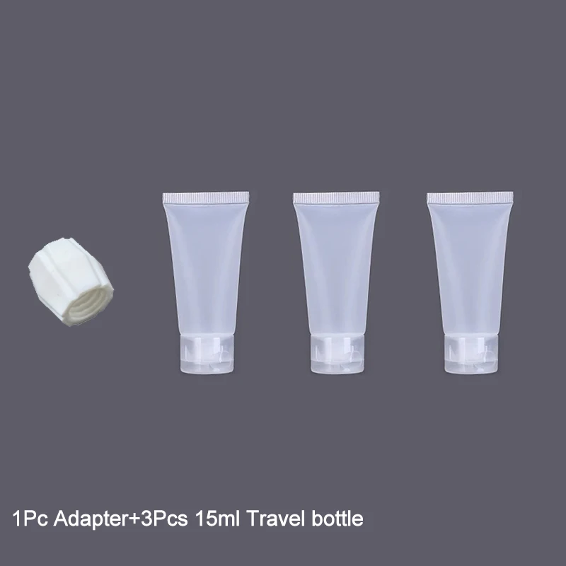 3-teilige Reiseflaschen + Adapter, auslaufsicheres Toilettenartikel-Set für die Reise, tragbare 15/30/50 ml nachfüllbare Flasche zum Handgepäck, leere Flasche – Detail 11