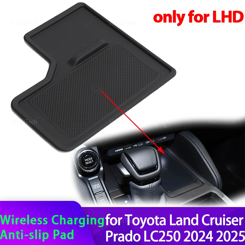 Wireless Charging Pad for Toyota Land Cruiser 250 Prado LC250 2024 2025 Central Control Charger Cover Anti-Slip Mat Only for LHD