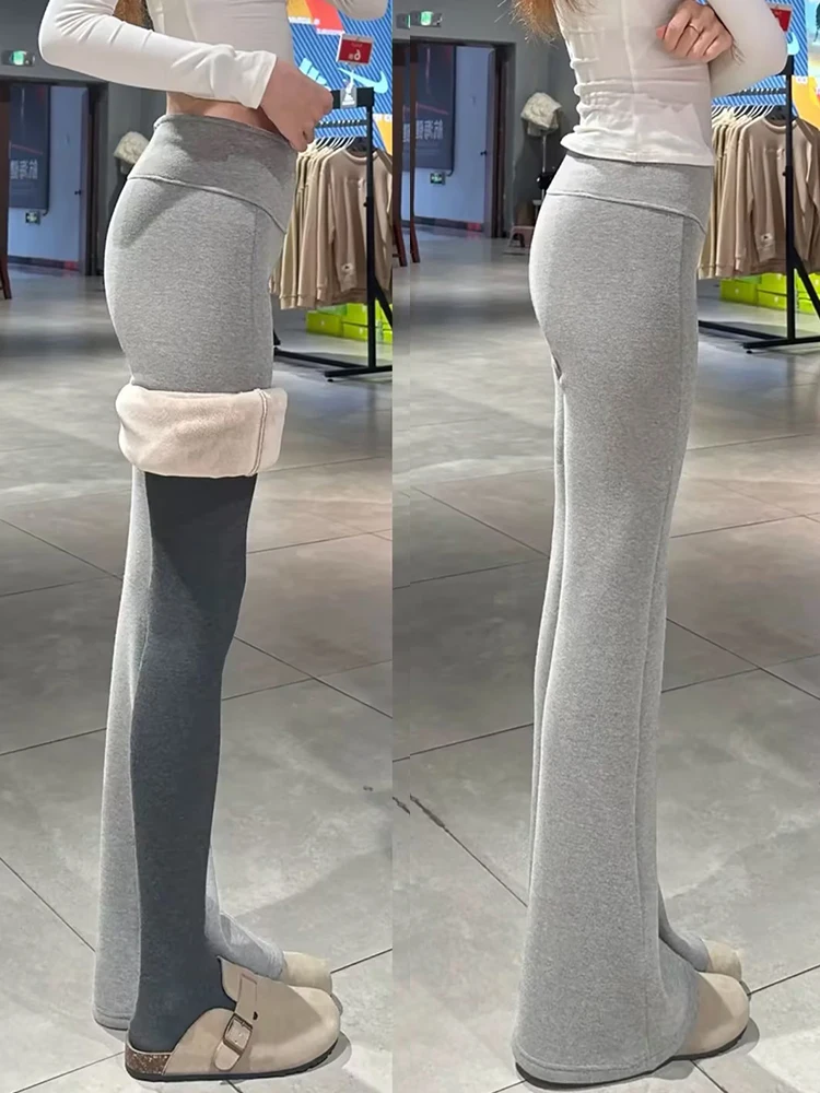 กางเกงโยคะทรงบานเอวสูงสำหรับผู้หญิง รุ่นใหม่ประจำฤดูหนาวปี 2025 สไตล์อเมริกัน สีสันสดใส เอวยางยืด สวมใส่สบาย...