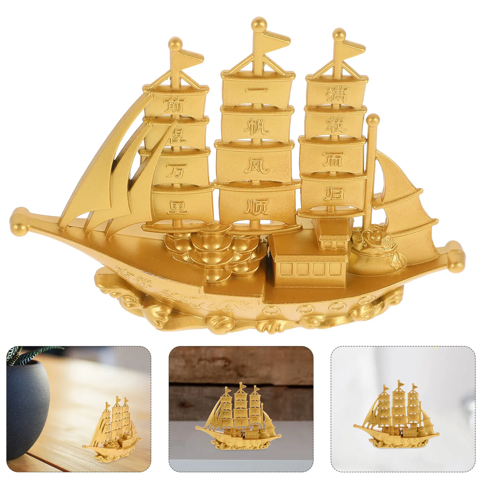 

Metal Alloy Boat Desktop Sailing Ship Decoration Small Realistic Desktop Boat Craft Retro Home Office Ornament