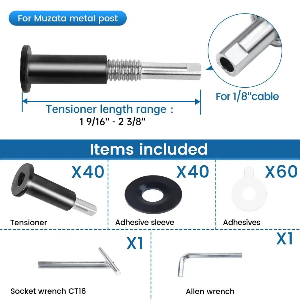 Black Cable Railing Kit 1/8" Invisible Railing System Upgraded Swage Tensioner T316 Stainless Steel  Brand