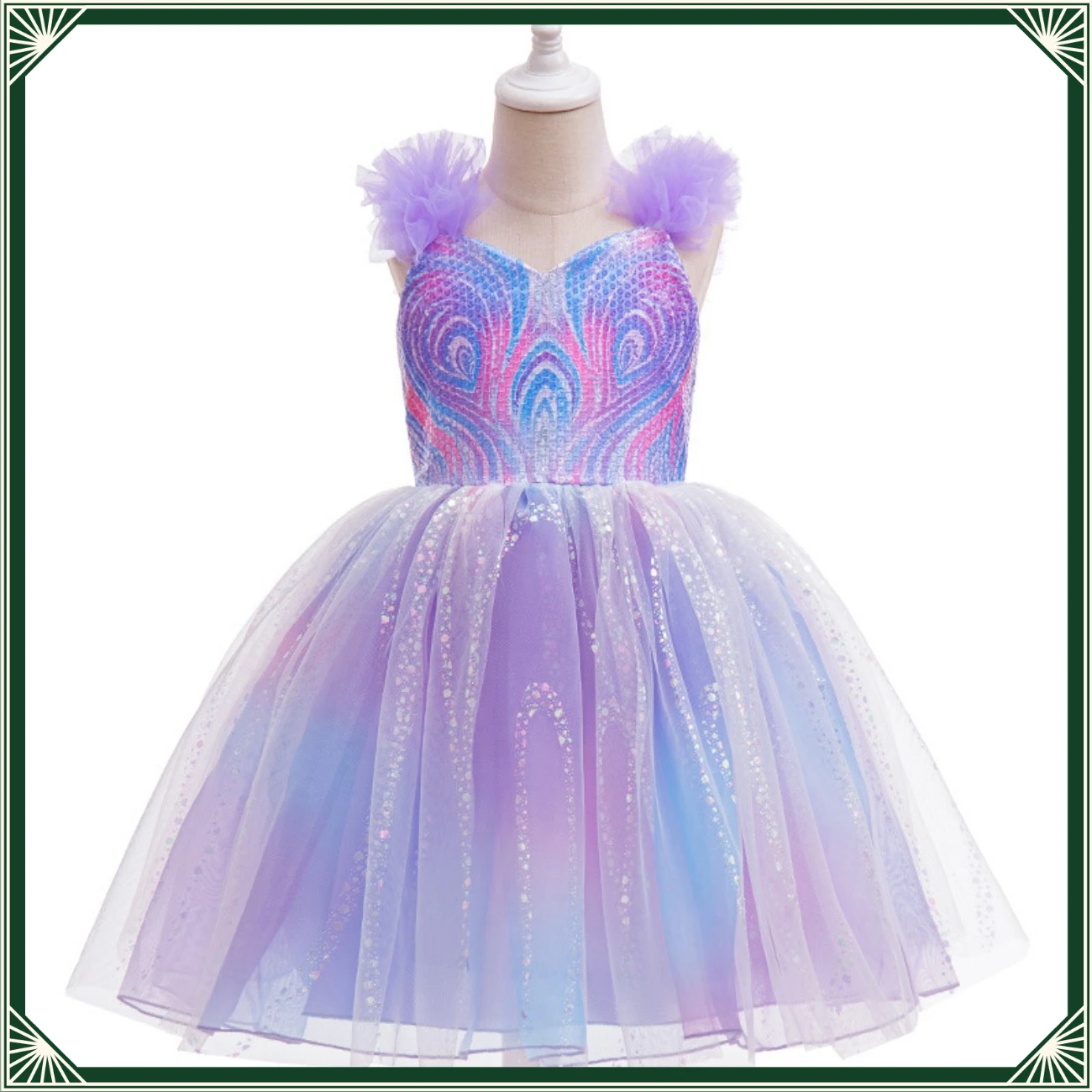 Magical Wicked Witch 2 Glinda Girls Performance Dress Princess Dress Mesh Dress
