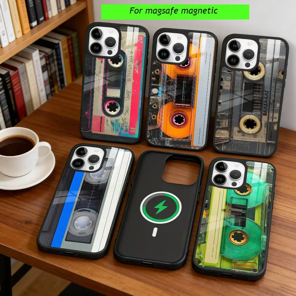

Magnetic Radio Tape Cassette Phone Case For iPhone17,16,15,14,13,12,11 Plus,Pro Magnetic with Magsafe Wireless Charging