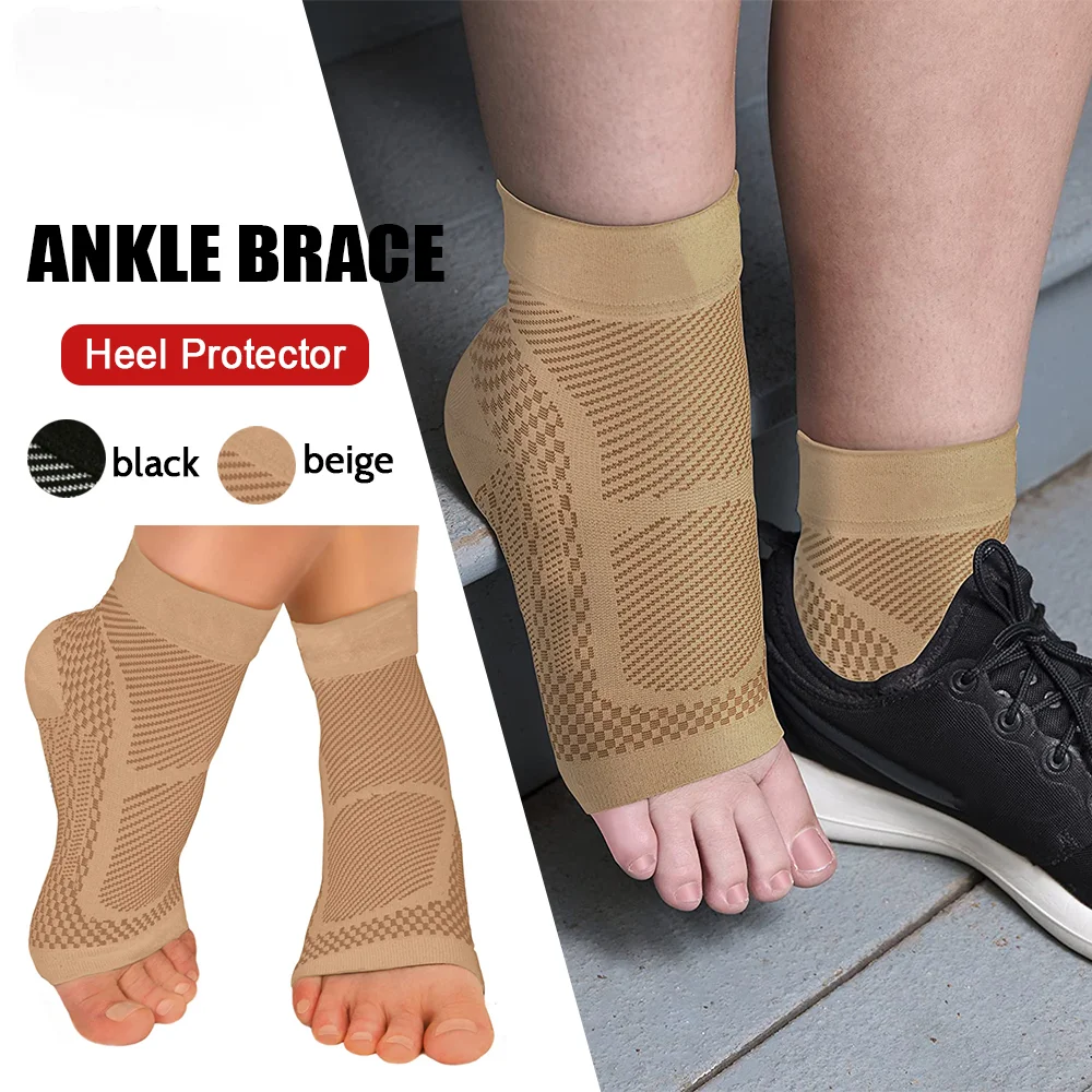 1Pair Ankle Brace Compression Sleeve - Relieves Achilles Tendonitis Joint Painplantar Fasciitis Sock with Foot Arch Support