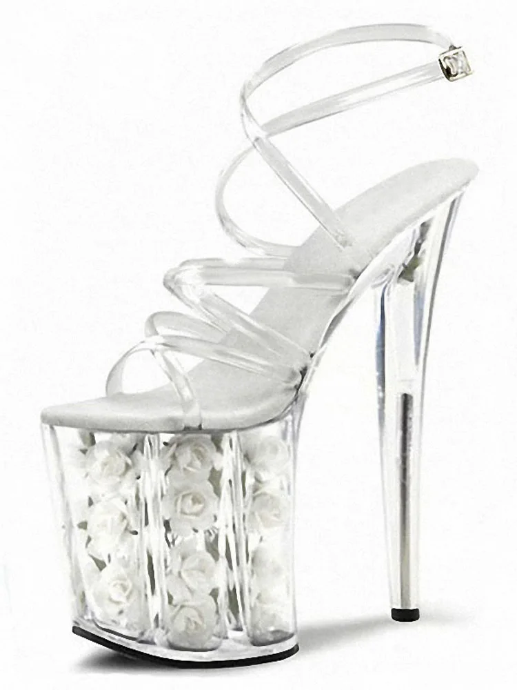 

Clear Bride Gladiator 20cm High Hells Platform Stripper Heels Crossdresser Sexy Fetish 8Inch Nightclub Exotic Sexy Women Shoes