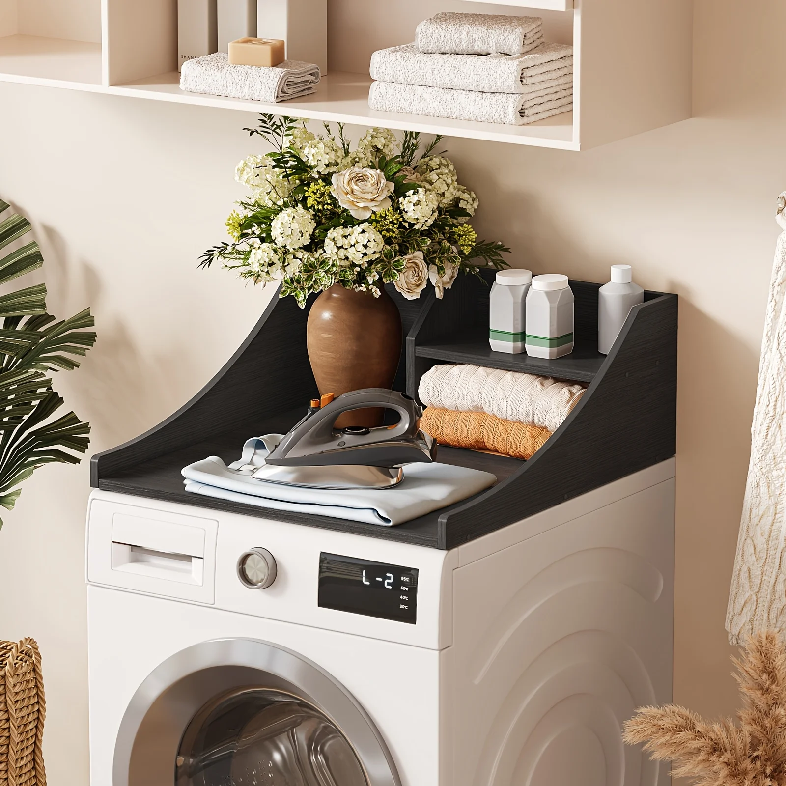 

29-Inch Wooden Countertop Rack for Washing Machines And Dryers, Suitable for Both Appliances