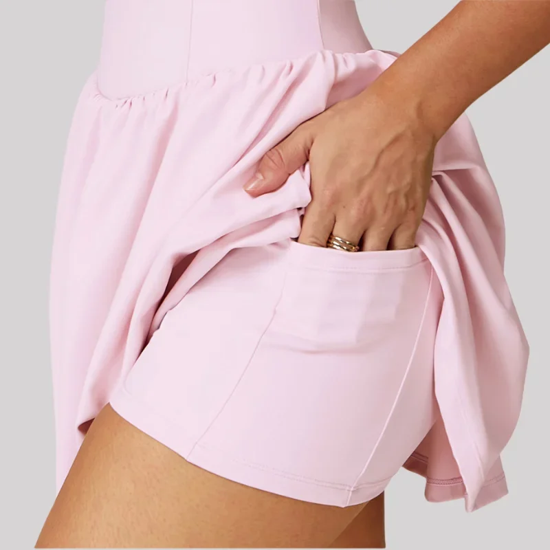 Gonna da tennis Sport Fitness Colletto rialzato Anti-luce Golf Badminton Abbigliamento da allenamento fitness casual Palestra Tuta da yoga per donna