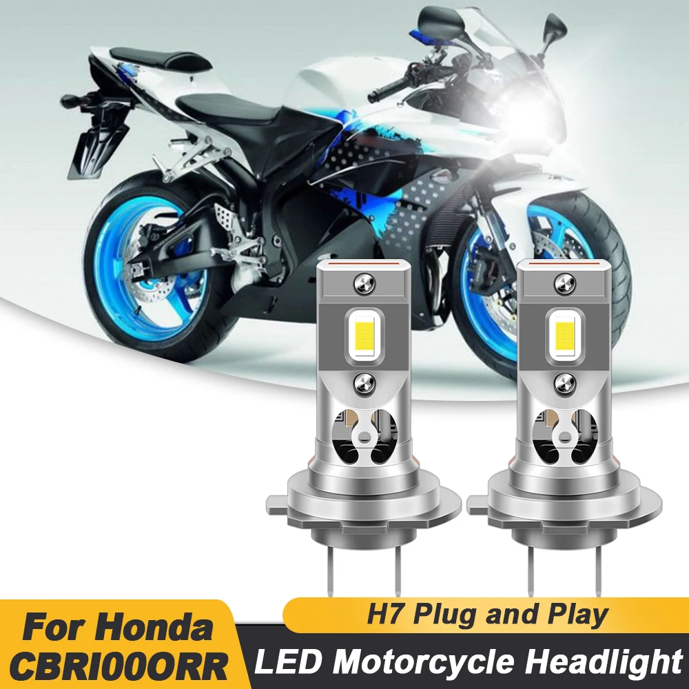 2PCS 26000LM 150W Motorcycle H7 LED Headlight Bulbs For Honda CBR1000RR CBR600RR 2003-2016 Upgrade Kit high Low beam Moto White