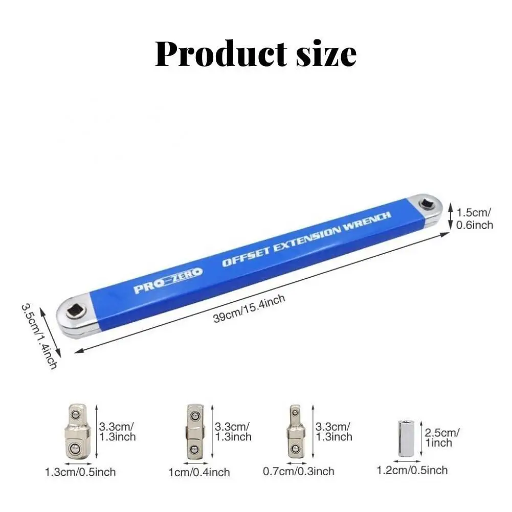 Offset Extension Wrench High-Carbon Steel 15.4inch Impact Socket Ratchet Wrench Tool With 1/4inch 3/8inch 1/2inch Square Wrench