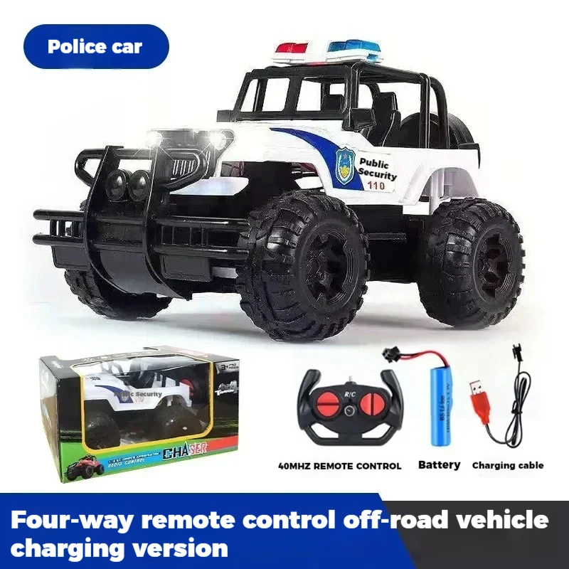 Voiture électrique télécommandée RC avec lumière LED aste pour enfants, tout-terrain, plastique, camion 4 roues motrices, jouet de simulation, dérive, cascade, cadeau