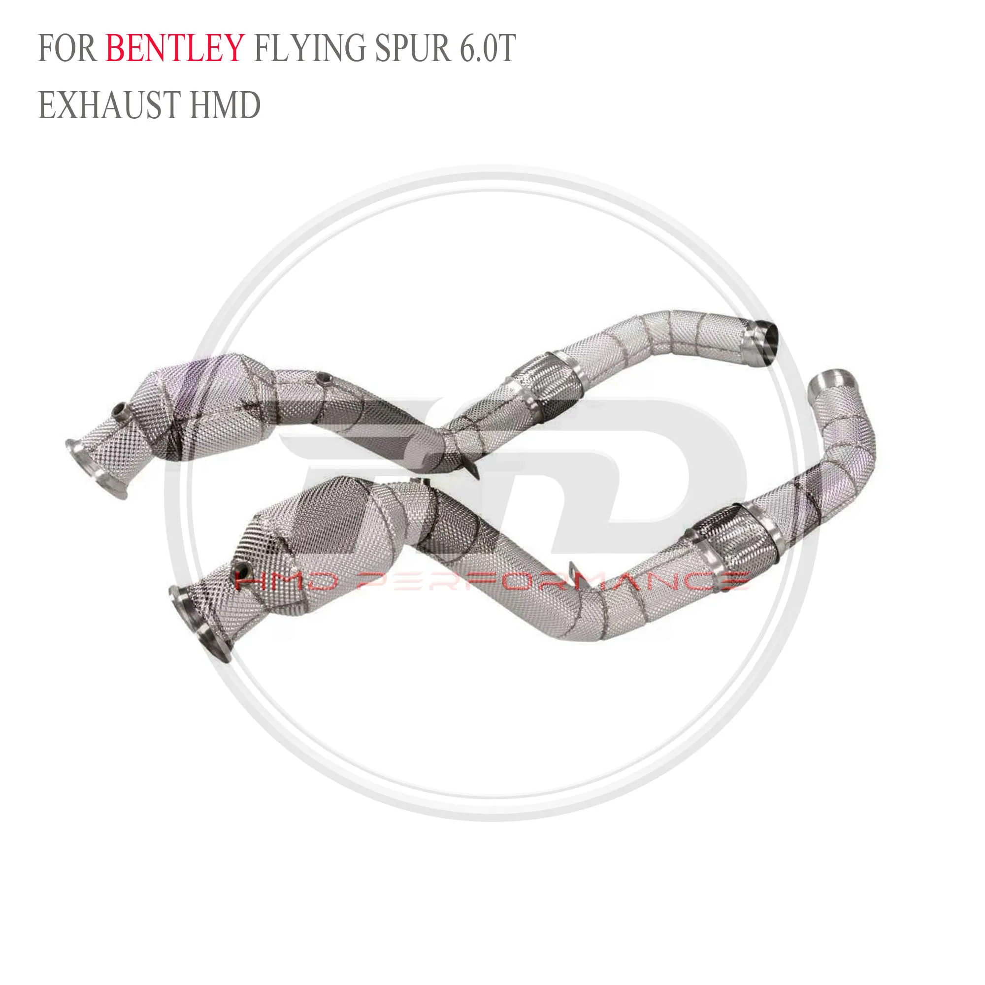 Personalização exclusiva HMD com tubo de descarga de proteção térmica para Bentley Flying Spur 6.0T Downpipe de aço inoxidável