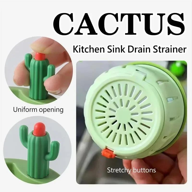 Cactus Kitchen Sink Drain Strainer Press Automatic Dumping Basket Kitchen Waste Collector Filter Multi-Functional Home Filter