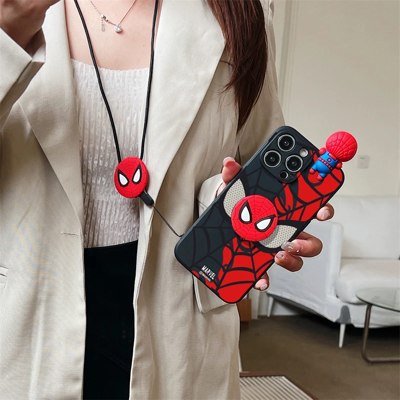 Spider Man Holder Stand Phone Case For Motorola Moto Edge 50 40 30 20 Pro Plus Lite Ultra S X40 Fusion Toy Strap Rope Cover