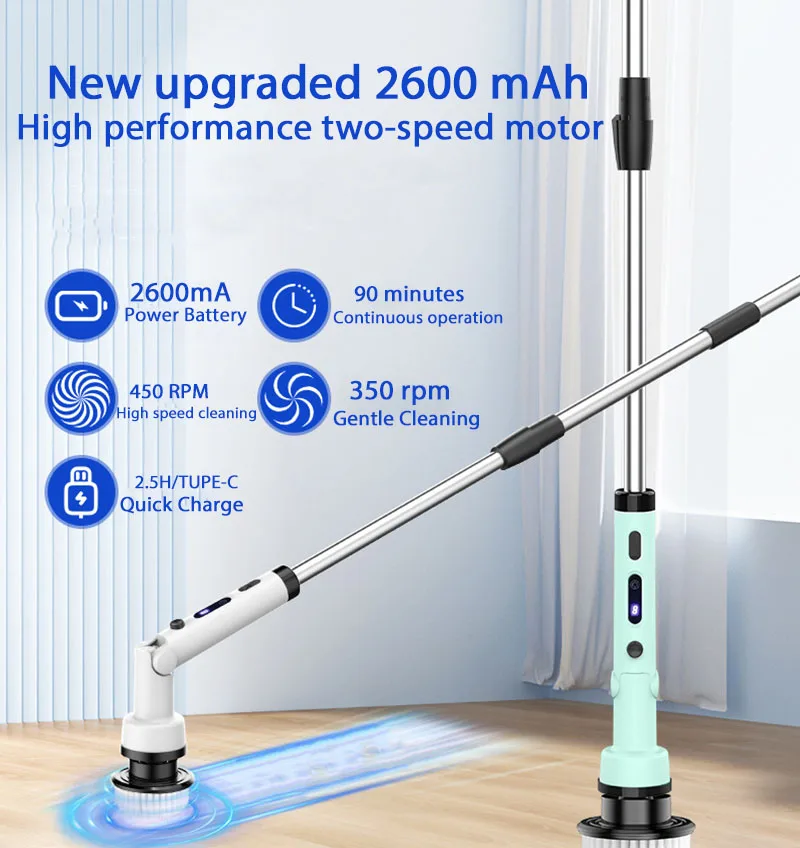 Portable Household Cleaning Brush Multifunctional Electric Cleaning Brush Wireless USB Charging Windows Bathroom Toilet Cleaning