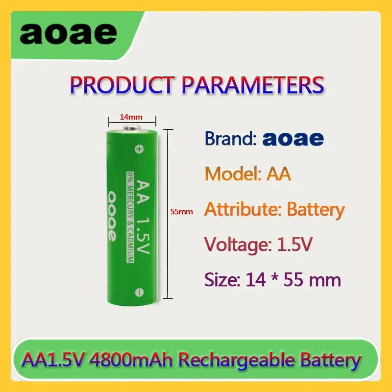 Original battery AA4800mah rechargeable battery AA NI-MH1.5VA rechargeable alkaline battery suitable for watches, mice, and toys