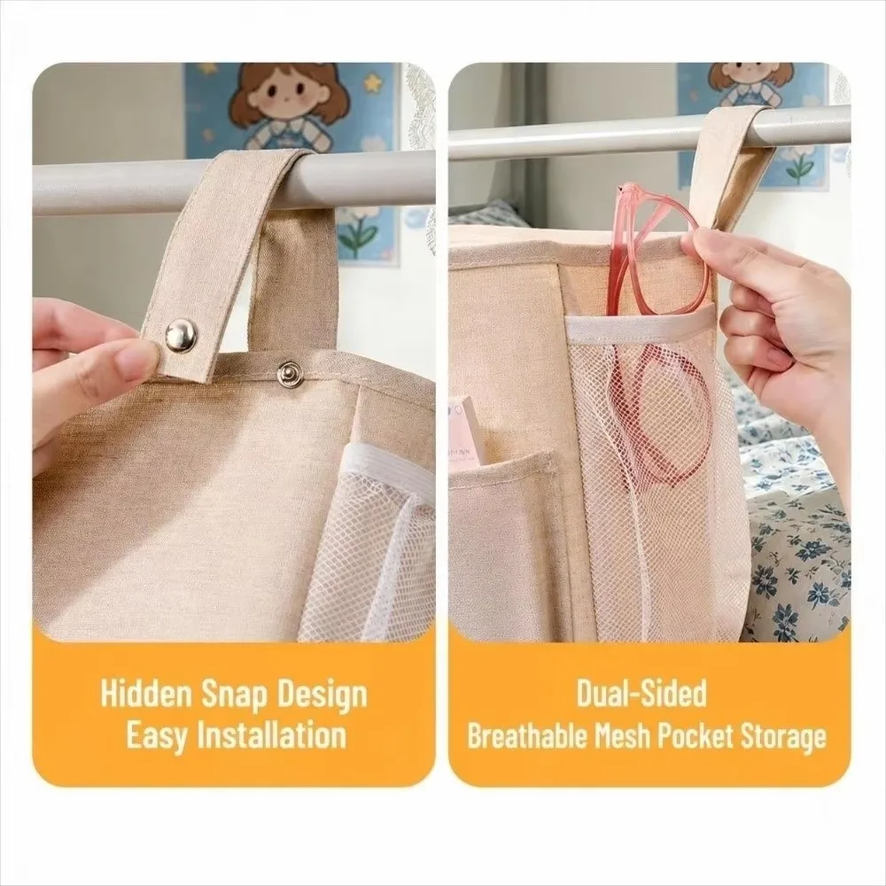 Multi-pocket Bedside Storage Bag Multi-Pocket Large Capacity Bedside Hanging Organizer Mesh Pockets Space Saving