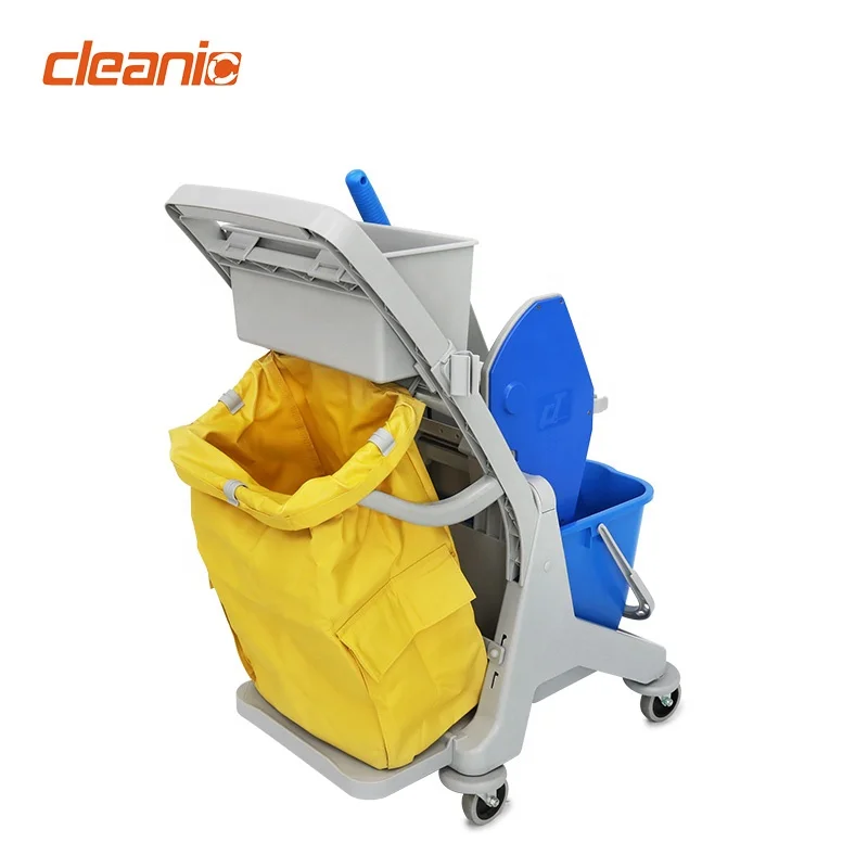 عربة تنظيف بلاستيكية متعددة الوظائف صديقة للبيئة مع عجلات للفنادق والمطاعم والمكاتب والمراحيض