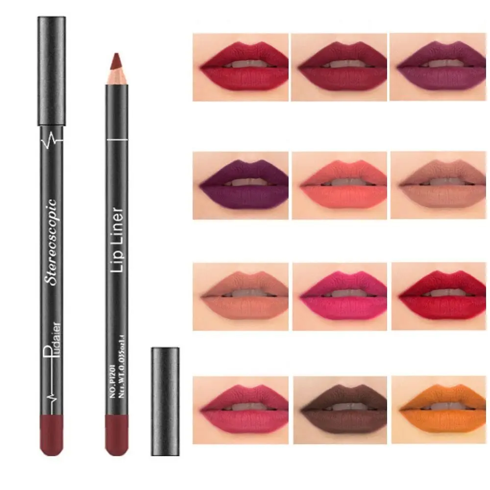 Lápis Matte Lip Liner, lápis delineador de batom, maquiagem natural dos lábios, lápis lisos, impermeável, duradouro