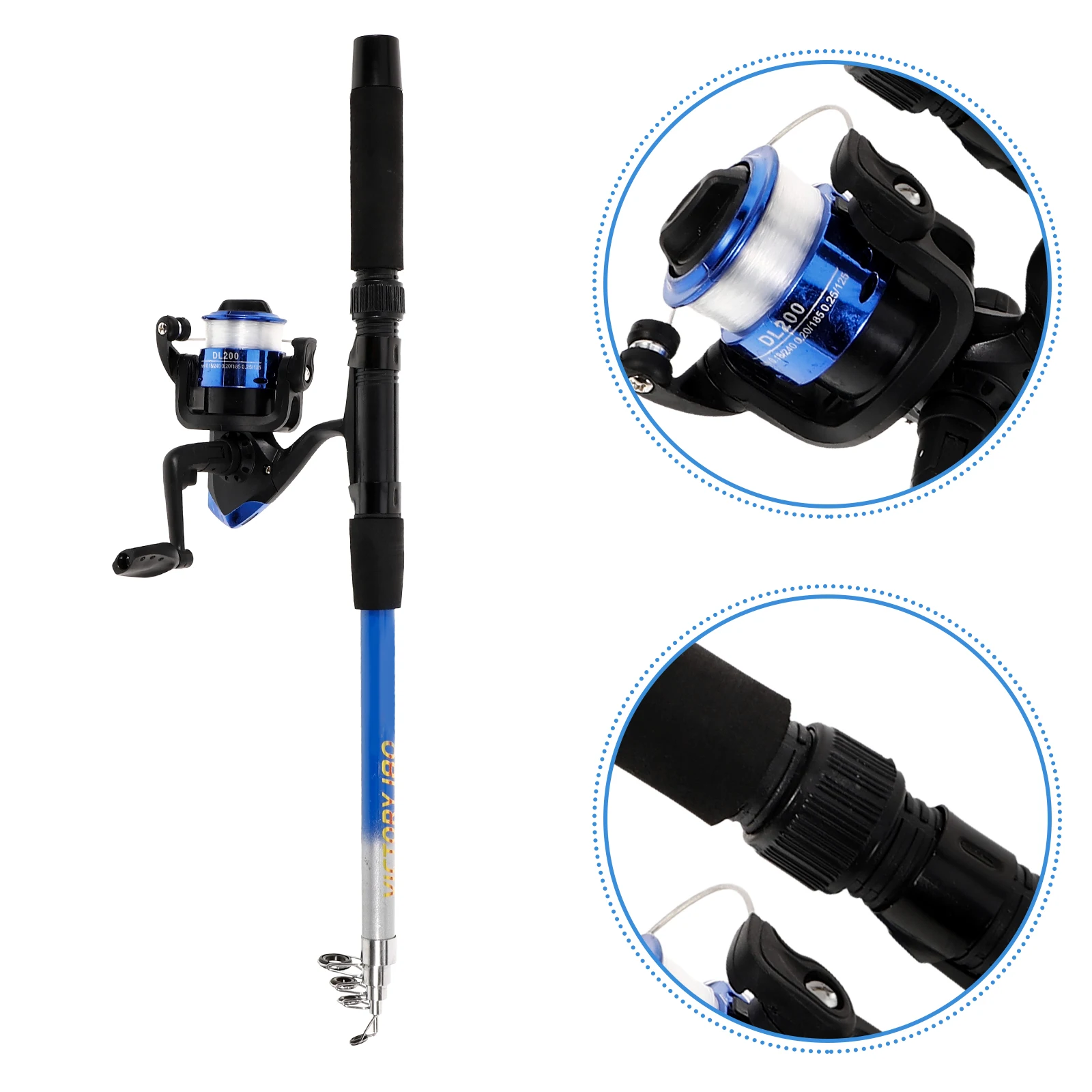 

1 set Foldable Retractable Pole Automatic Telescopic Blue Portable Travel Gear Ice Rod Stainless Steel Durable Adjustable Length