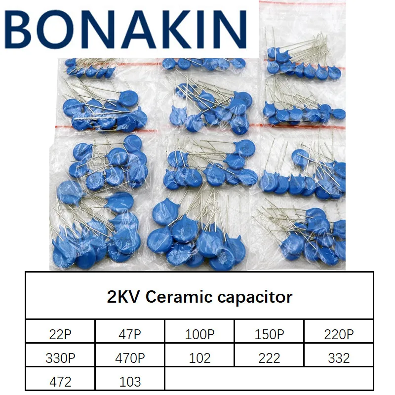 

DIY KIT 120pcs=12value*10pcs 2KV Ceramic capacitor KIT 2KV 22P 47P 100P 150P 220P 330P 470P 102 222 332 472 103 EACH 10PCS