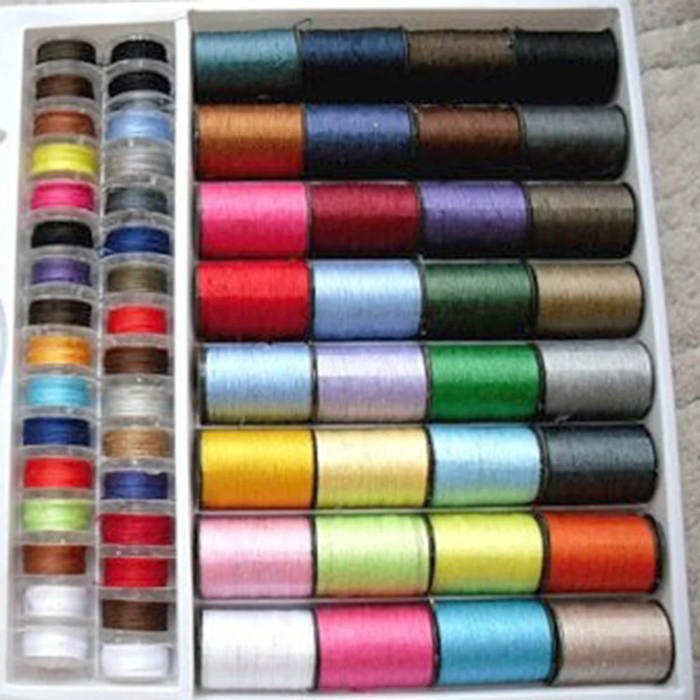 

64pcs Sewing Threads Kit Assorted Colors Diy Clothing Repairs Scissors Thimbles Tape Measure Needles Bobbins Threader Tool