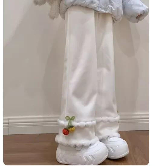 حجم كبير فتاة الخريف الشتاء جديد سميكة اليابانية اليقطين شعري السراويل موضة الحد من العمر الحلو مرونة الخصر السراويل